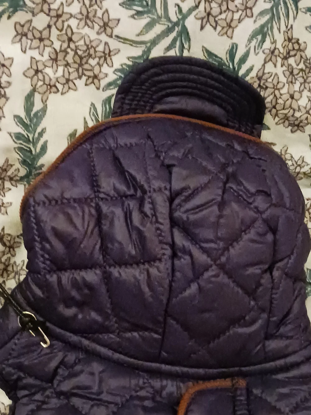 Nautica Quilted Fleece Plush Navy Dog Coat with Hood